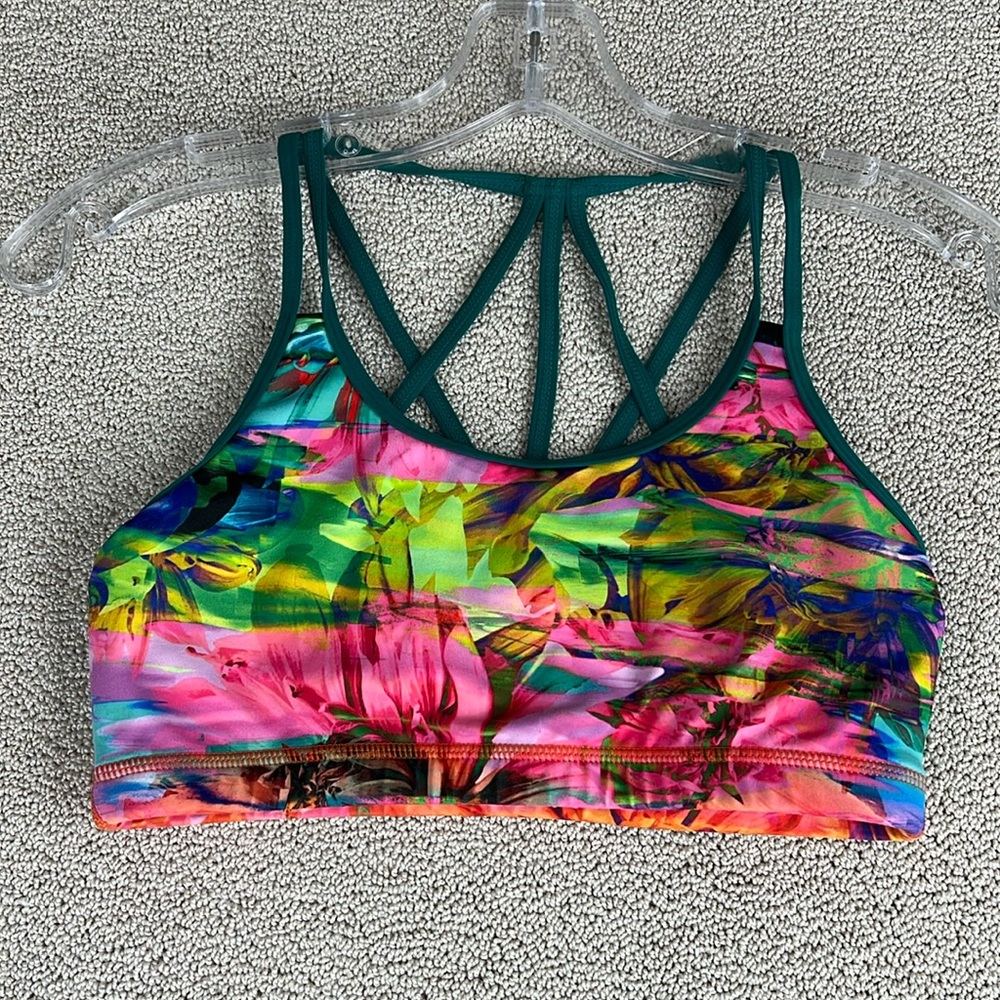 Born Primitive Tropical Pattern Sports Bra Womens Size Small Strappy Back